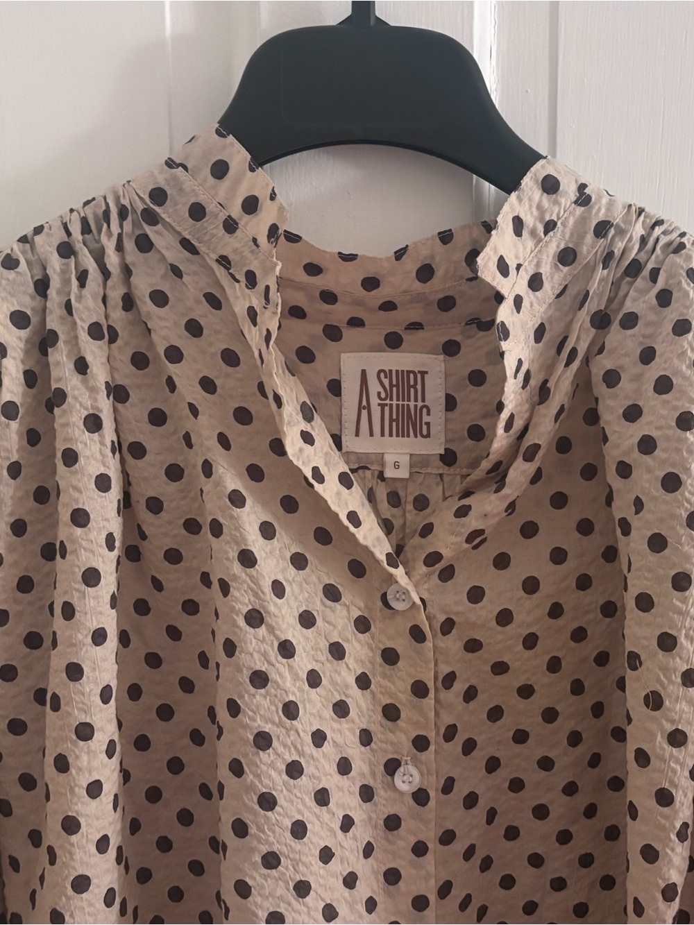 A Shirt Thing Polka Dot Cotton Button Front Blouse Made USA Oversized Large - Picture 4 of 8